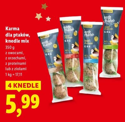 Karma dla ptaków, knedle mix erdmann promocja w Lidl