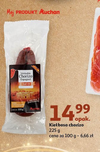 Kiełbasa chorizo wieprzowa Auchan promocja w Auchan