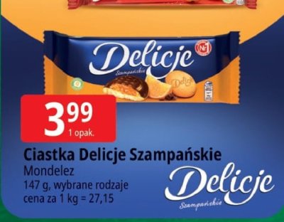 Ciastka Delicje Szampańskie Mondelez promocja w Leclerc