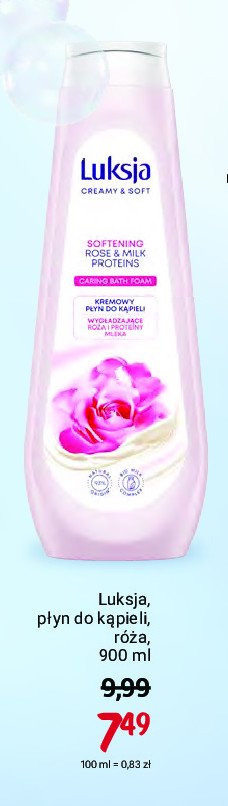 Płyn do kąpieli róża i proteiny mleka Luksja creamy & soft promocje