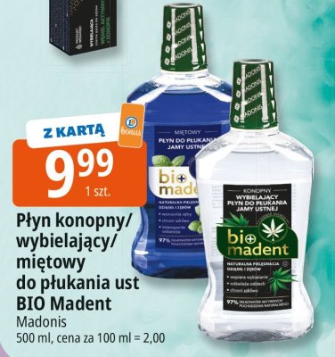 Płyn konopny/wybielający/miętowy do płukania ust BIO Madent Madonis promocja w Leclerc