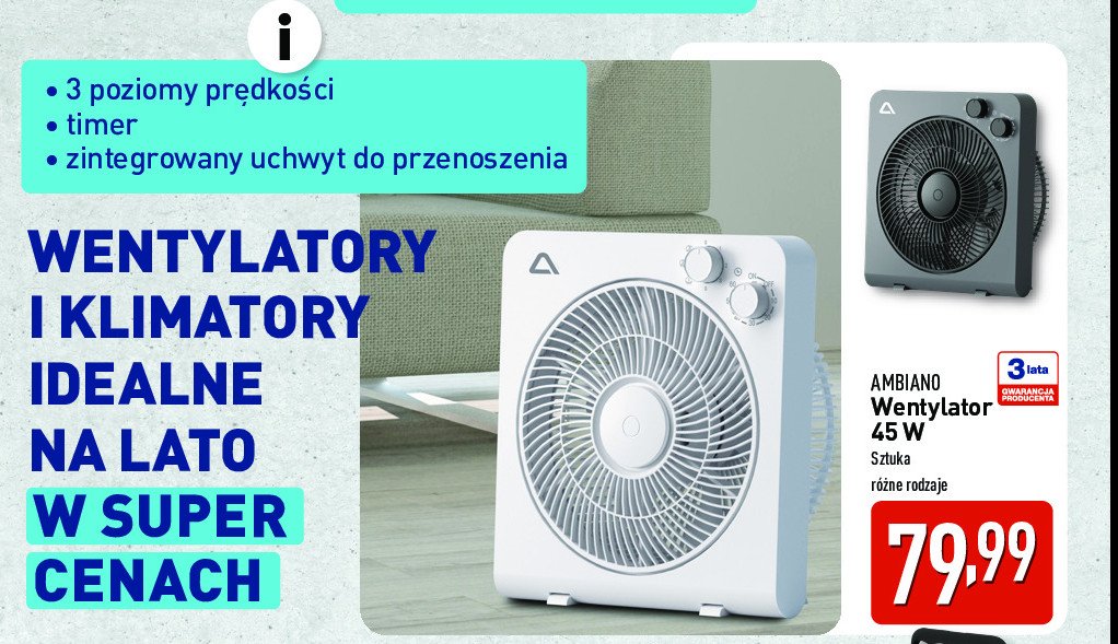 Wentylator 45 w AMBIANO promocja w Aldi