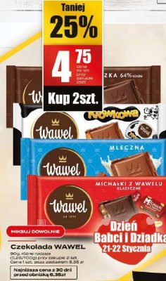 Czekolada Wawel różne rodzaje promocja w Supeco