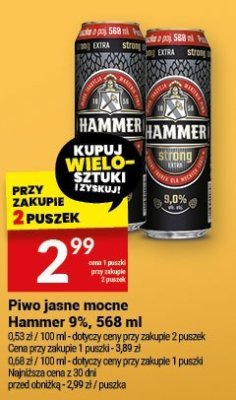 Piwo Jasne mocne Hammer 9%, 568 ml promocja w Twój Market
