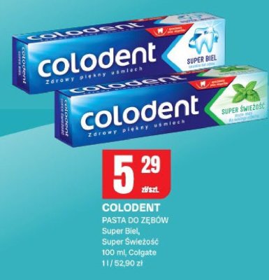 Pasta do zębów Colodent Super Biel, Super Świeżość promocja w Chorten
