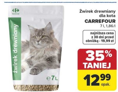Żwirek drewniany dla kota CARREFOUR promocja w Carrefour Market