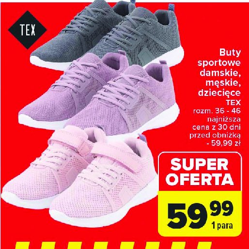 Buty sportowe młodzieżowe 36-46 Tex promocja