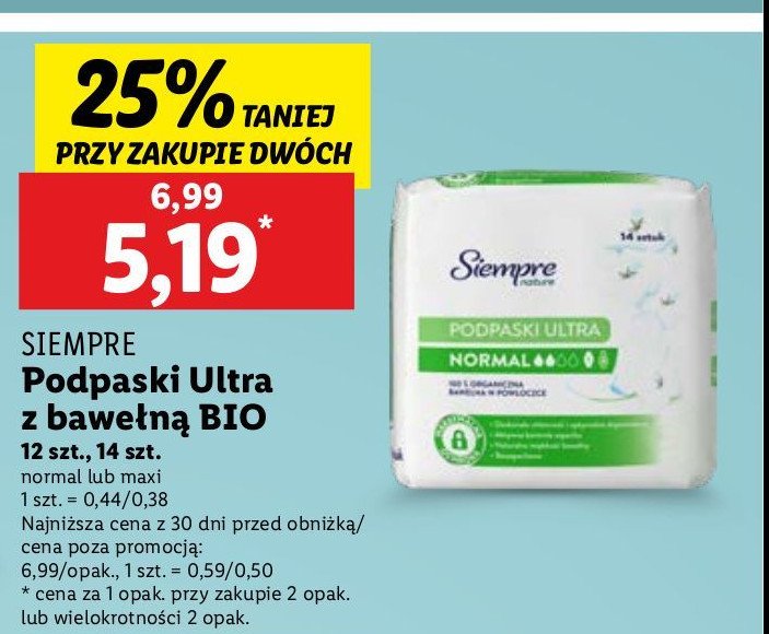 Podpaski ultra deo drynet maxi Siempre promocja w Lidl