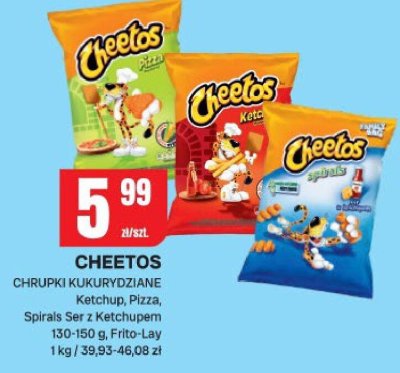 Chrupki kukurydziane Cheetos Ketchup, Pizza, Spirals Ser z Ketchupem promocja w Chorten
