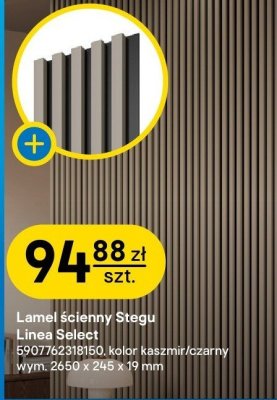 Lamel ścienny Stegu Linea Seige1 kolor kaszmir/czarny wym. 2650 x 245 x 19 mm promocja w Castorama