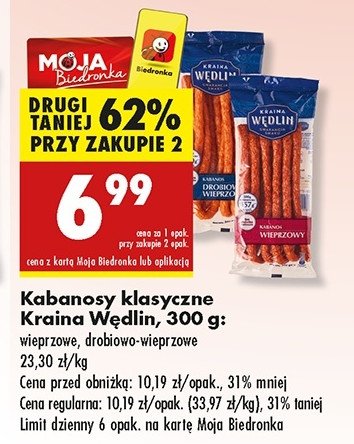 Kabanosy klasyczne drobiowe-wieprzowe Kraina w臋dlin promocja