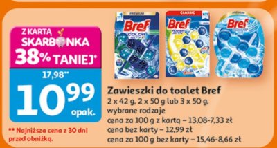 Zawieszki do toalet Bref 2 x 42 g, 2 x 50 g lub 3 x 50 g, wybrane rodzaje promocja w Auchan