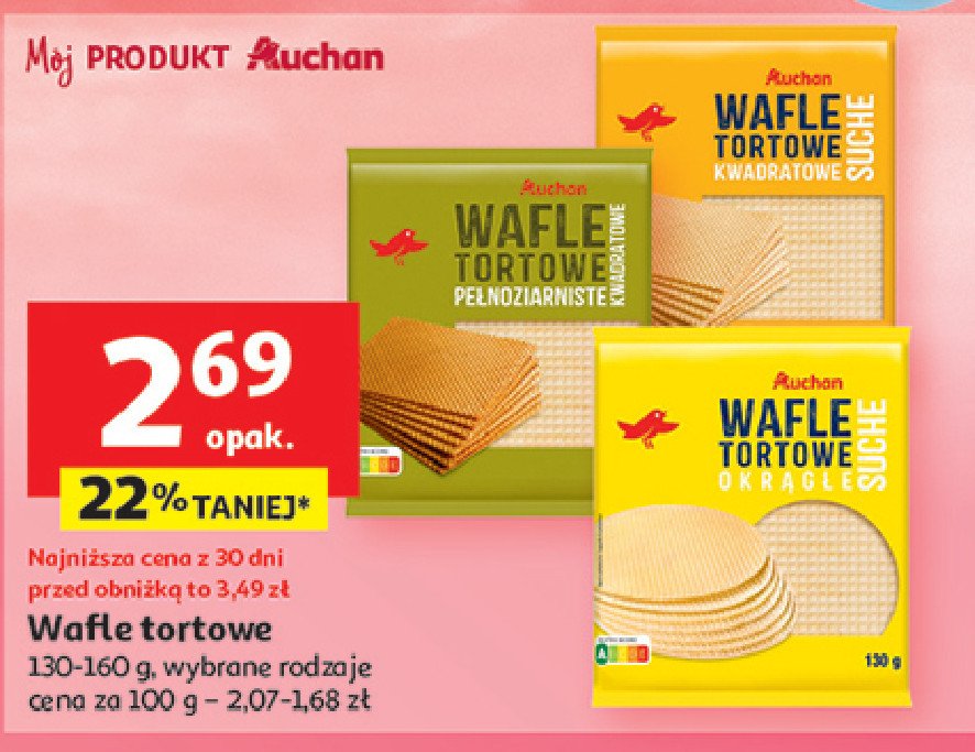 Wafle tortowe okrągłe Auchan promocja