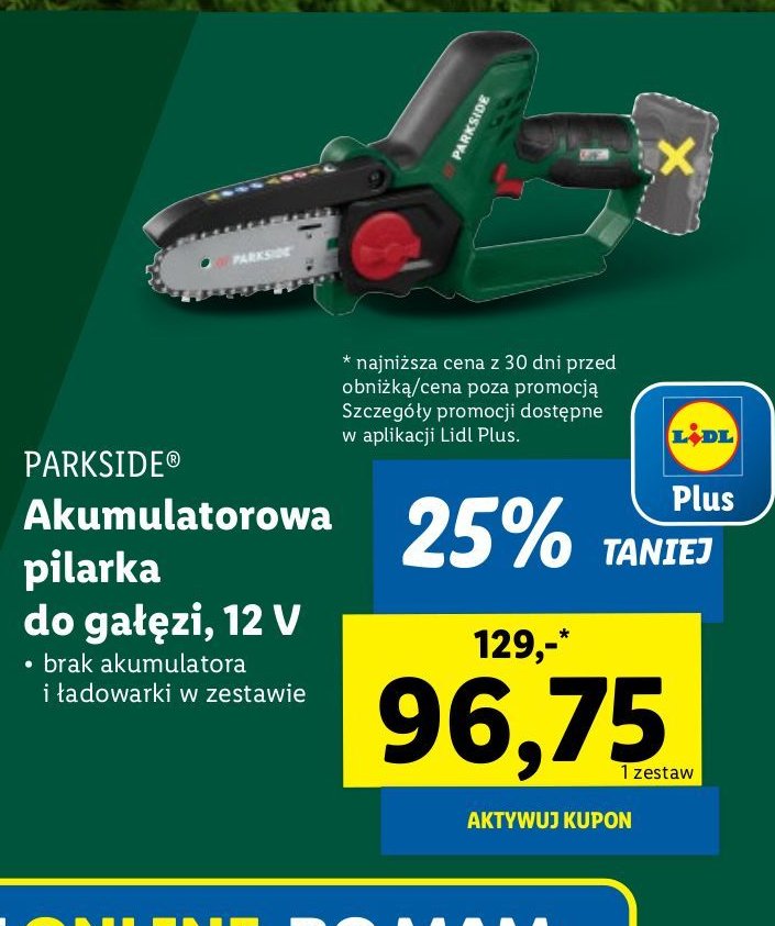 Pilarka akumulatorowa 12v Parkside promocja w Lidl