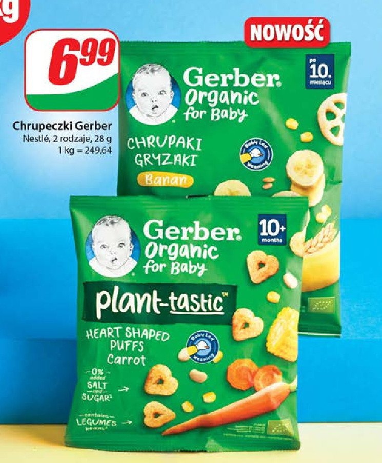 Chrupki bananowe Gerber organic promocja w Dino