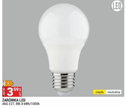 Żarówka LED A60, E27, 8W, 8 kWh/1000h promocja w Merkury Market