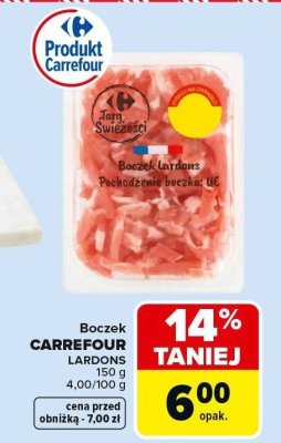 Boczek CARREFOUR LARDONS 150 g promocja w Carrefour Market