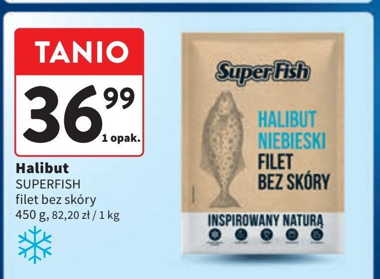 Halibut niebieski filet bez skóry Superfish promocja w Intermarche