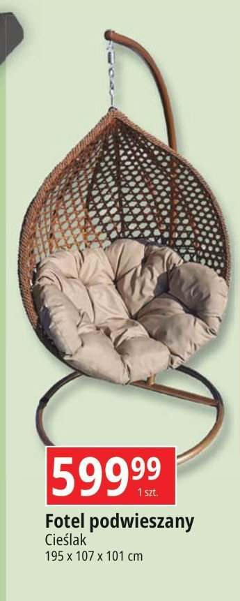 Fotel podwieszany 195 x 107 x 101 cm Cieślak promocja