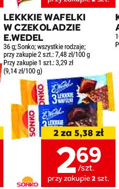 Wafelki w czekoladzie mlecznej wedel Sonko lekkkie wafelki promocja