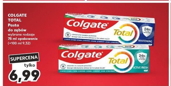 Pasta do zębów whitening Colgate total promocja