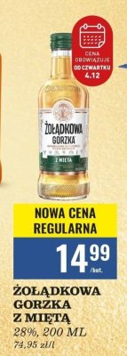 Wódka Żołądkowa Gorzka z miętą 28% 200ml promocja w Biedronka