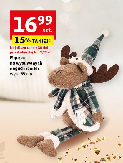 Figurka dekoracyjna renifer 55 cm promocja w Auchan