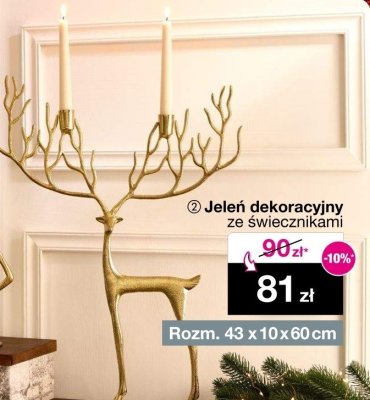 Jeleń dekoracyjny ze świecznikami 43 x 10 x 60 cm promocja w Woolworth