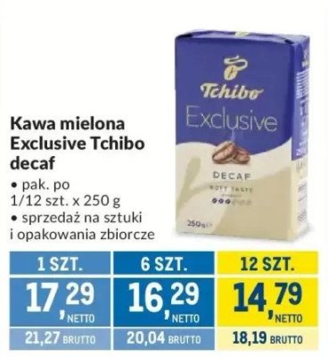 Kawa mielona Exclusive Tchibo decaf promocja w Makro