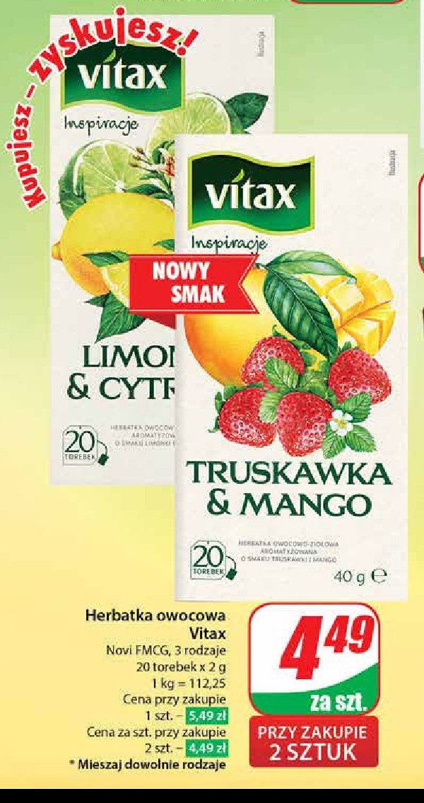 Herbata limonka & cytryna Vitax promocja