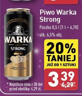 Piwo Warka Strong promocja w Aldi