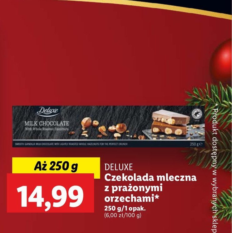 Czekolada mleczna z prażonymi orzechami laskowymi Deluxe promocja