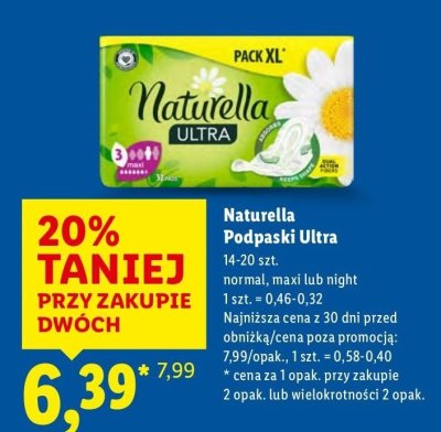 Podpaski Ultra, różne rodzaje promocja w Lidl