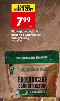 Ogórki kiszone ekologiczne z Charsznicy, 900 g/400 g promocja w Biedronka