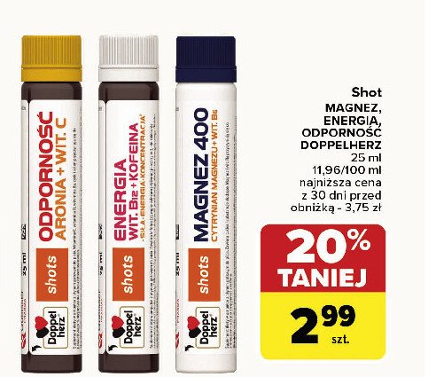 Shot energia wit.b + kofeina Doppelherz promocja w Carrefour