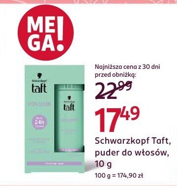 Puder Schwarzkopf Taft do włosów, 10 g promocja w Rossmann