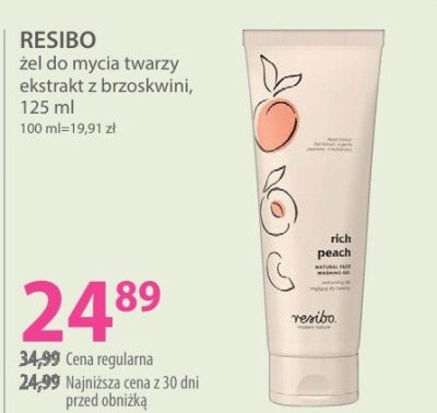 Żel do mycia twarzy RESIBO żel do mycia twarzy ekstrakt z brzoskwini promocja w Hebe