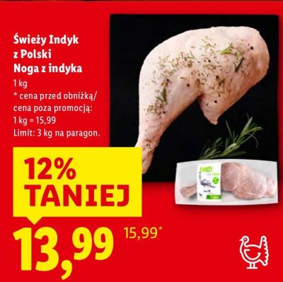 Świeży Indyk z Polski Noga z indyka promocja w Lidl