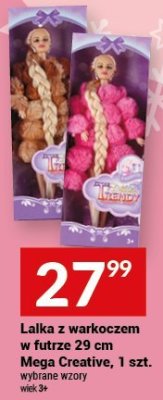 Lalka z warkoczem w futrze 29 cm Mega Creative, 1 szt. promocja w Twój Market