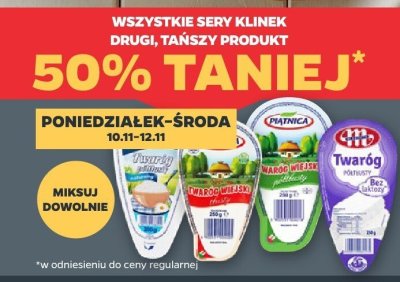 Twaróg klinek różne rodzaje drugi -50% taniej promocja w Netto