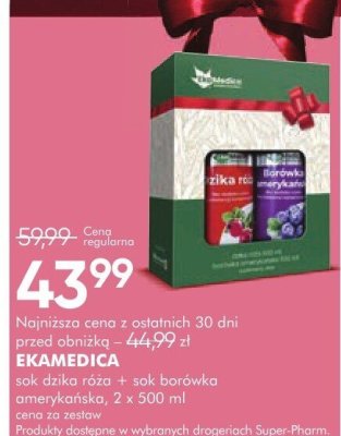 Sok dzika róża + sok borówka amerykańska EKAMEDICA promocja w Super-Pharm