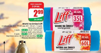 Worki na śmieci Liff zawiązywane, poj. 60 l - 22 szt. promocja w Dino