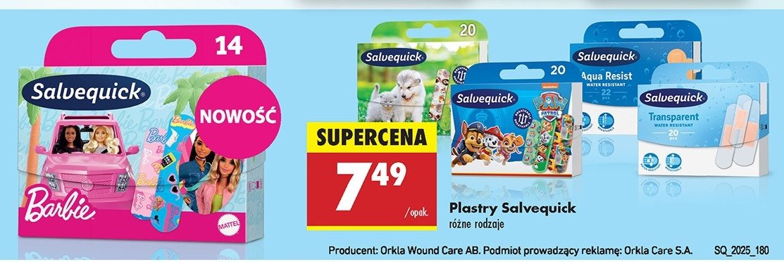 Plastry opatrunkowe barbie Salvequick promocja w Biedronka