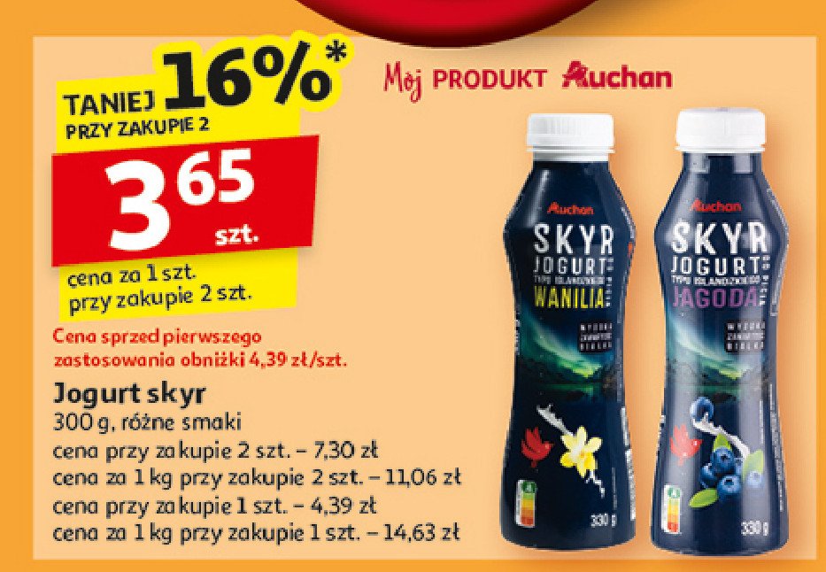 Jogut pitny skyr waniliowy Auchan różnorodne (logo czerwone) promocja