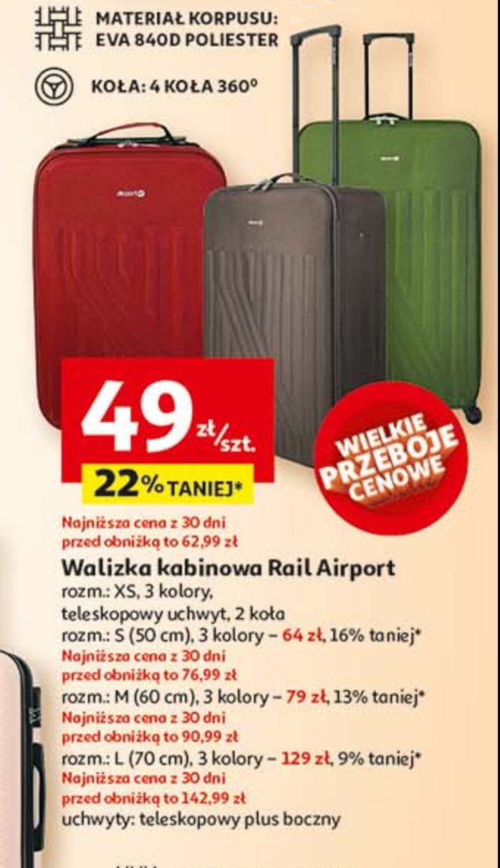 Walizka airport rail s wys. 50 cm promocja w Auchan