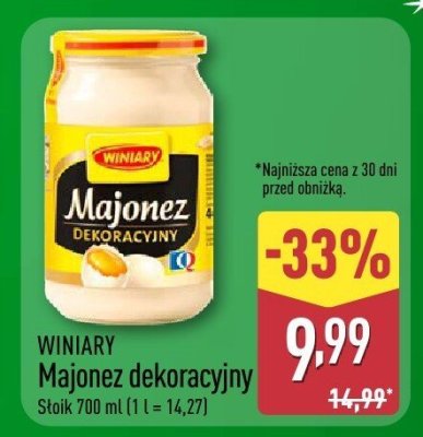 Majonez dekoracyjny WINIARY promocja w Aldi