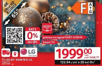 Telewizor LG 65UR781C 65 cali promocja w Selgros