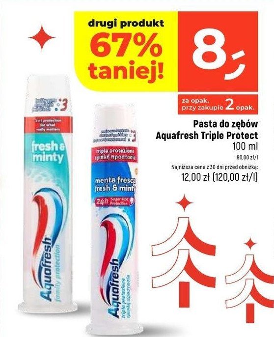 Pasta do zębów mild & minty Aquafresh triple protection promocja