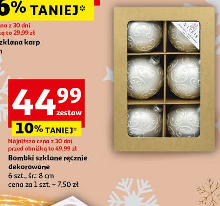 Bombki szklane dekerowane 8 cm Vitbis promocja