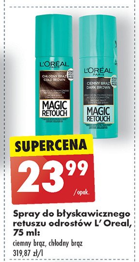 Spray do retuszu odrostów chłodny brąz L'oreal magic retouch promocja